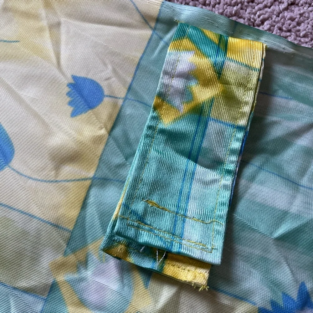 Printed blue green yellow color door window 2!panel curtain 82 * 48 each panel